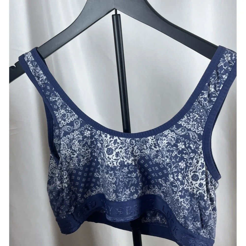 Lucky Brand Paisley Bralett Sport Bra XL Blue Activewear
